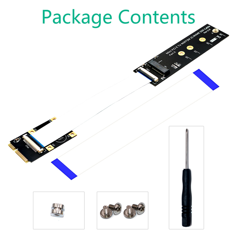M.2 NVME SSD to Mini PCI-E Adapter with FFC Cable for M.2 M-Key 2230/2242/2260/2280 NVME SSD Converter Extension Cord Easy to Use. 