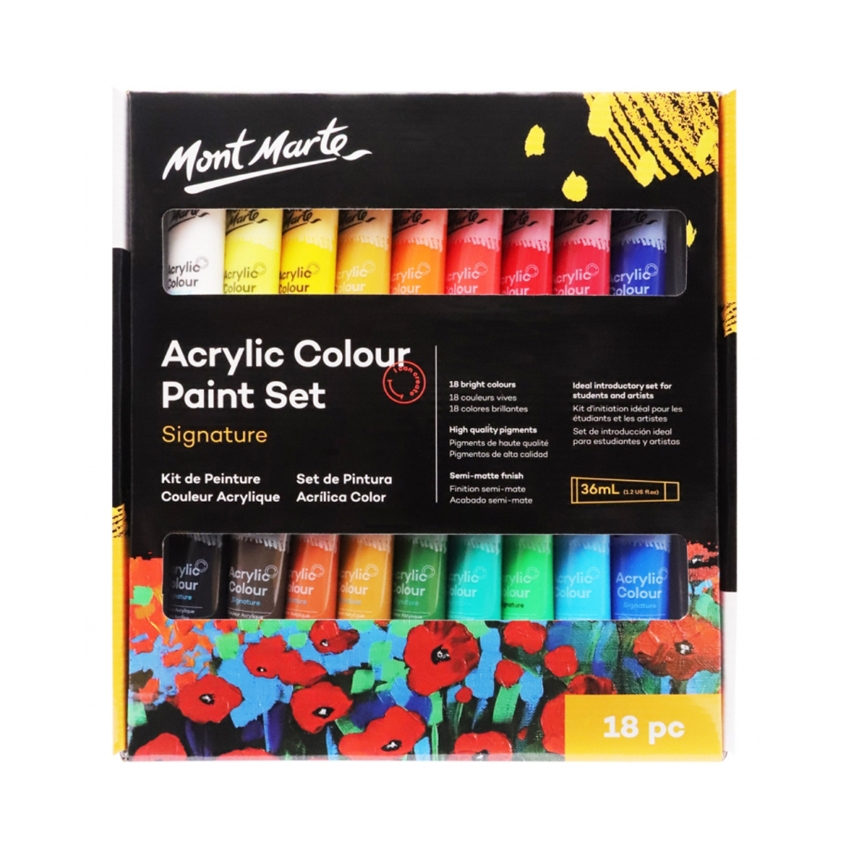 Mont Marte Signature Acrylic Paint Set 36 ML - 18 colors