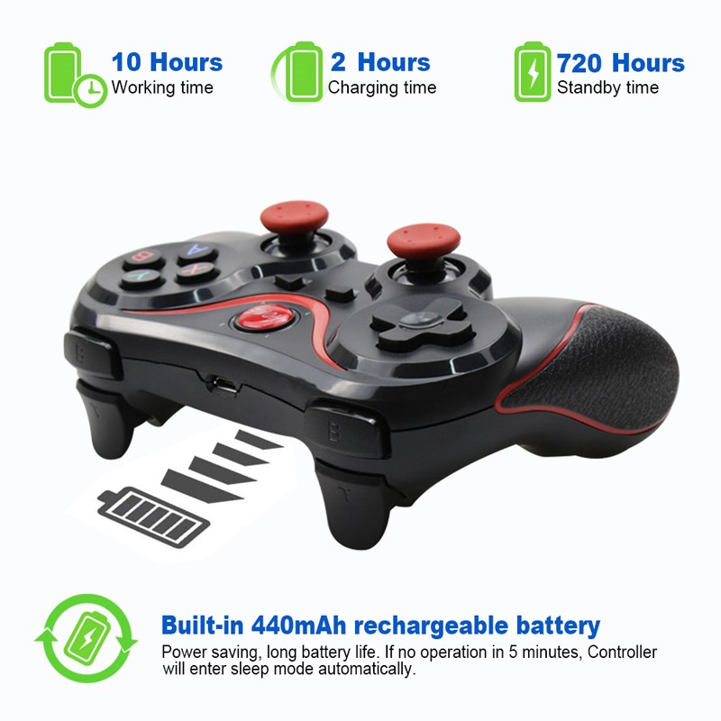 Brain Andr joystick suitable for controller supports Bluetooth T3 wireless control 3.0 game PS3 joystick game control suitable for tablet PC oid mobile phone with stand. 