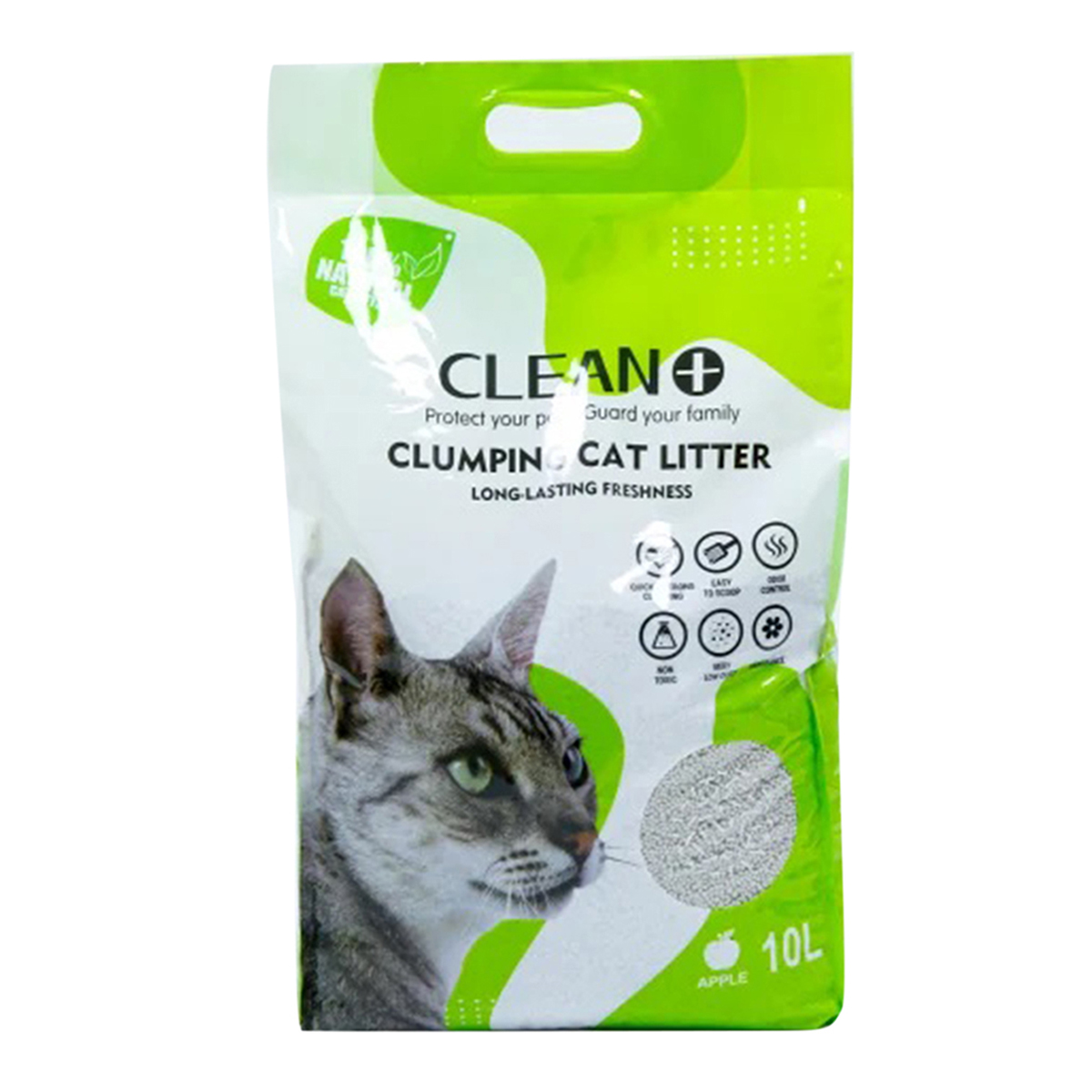 Clean Plus Clumping Cat Litter Apple 10Ltr - (China)