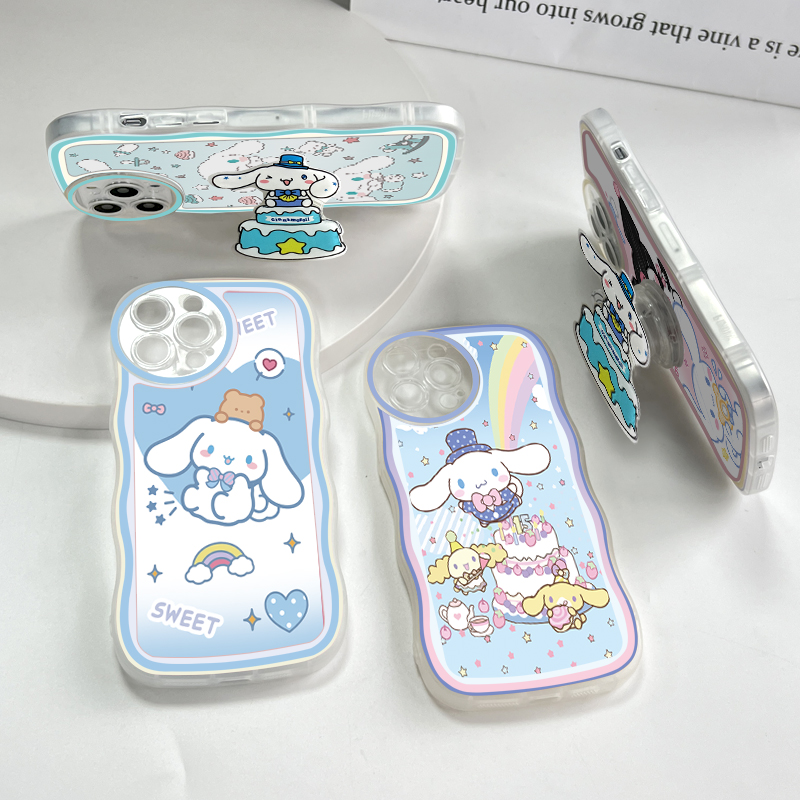 BILI for Tecno Spark 10 / Spark 10C Back Cover With Free Ring Holder Cute Cinnamoroll Soft Transparent Colorful Wavy Phone Cases. 
