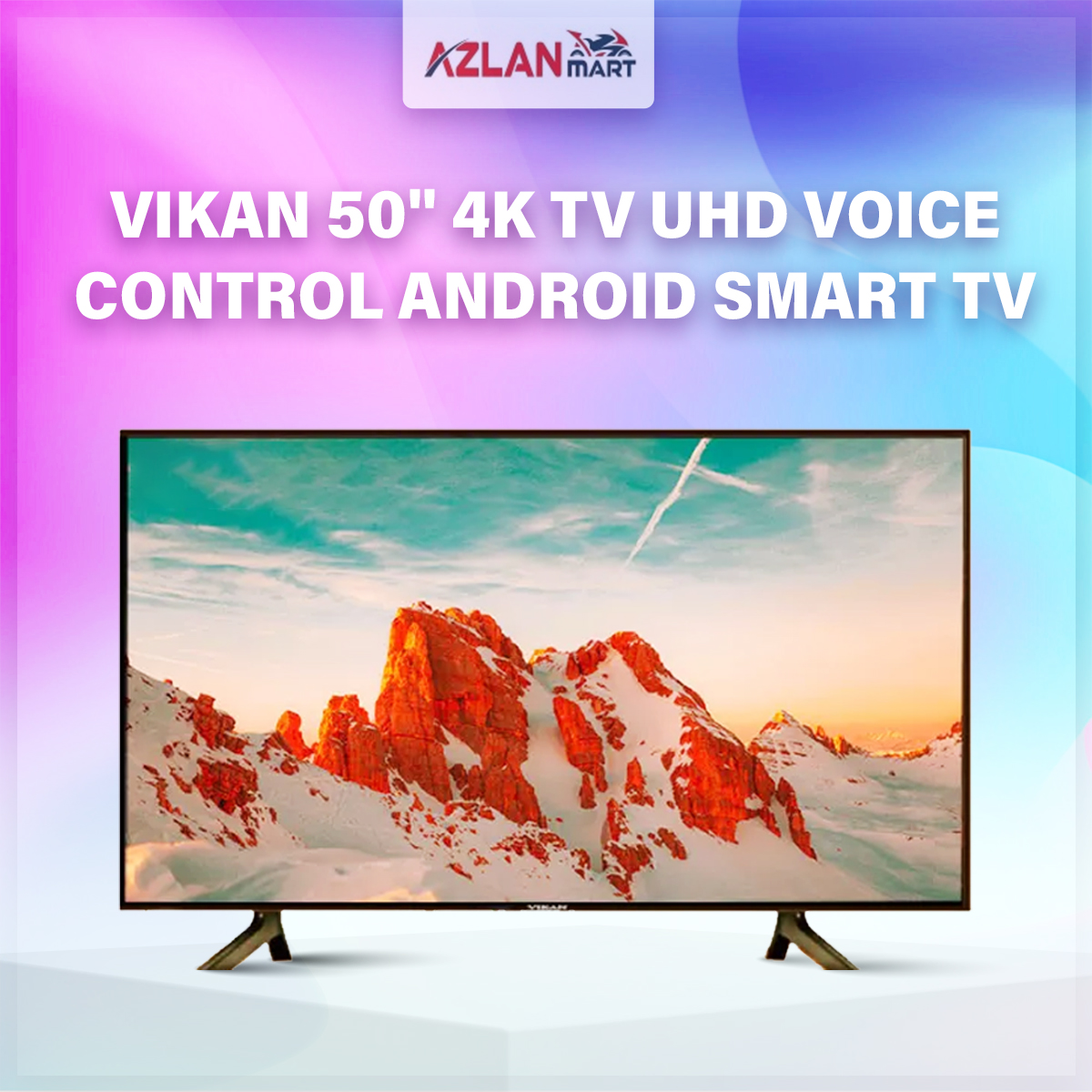 Vikan 50'' 4K TV UHD Voice Control Android Smart Television Wi-Fi 4K Led Tv Ram 2 gb Rom 16 gb