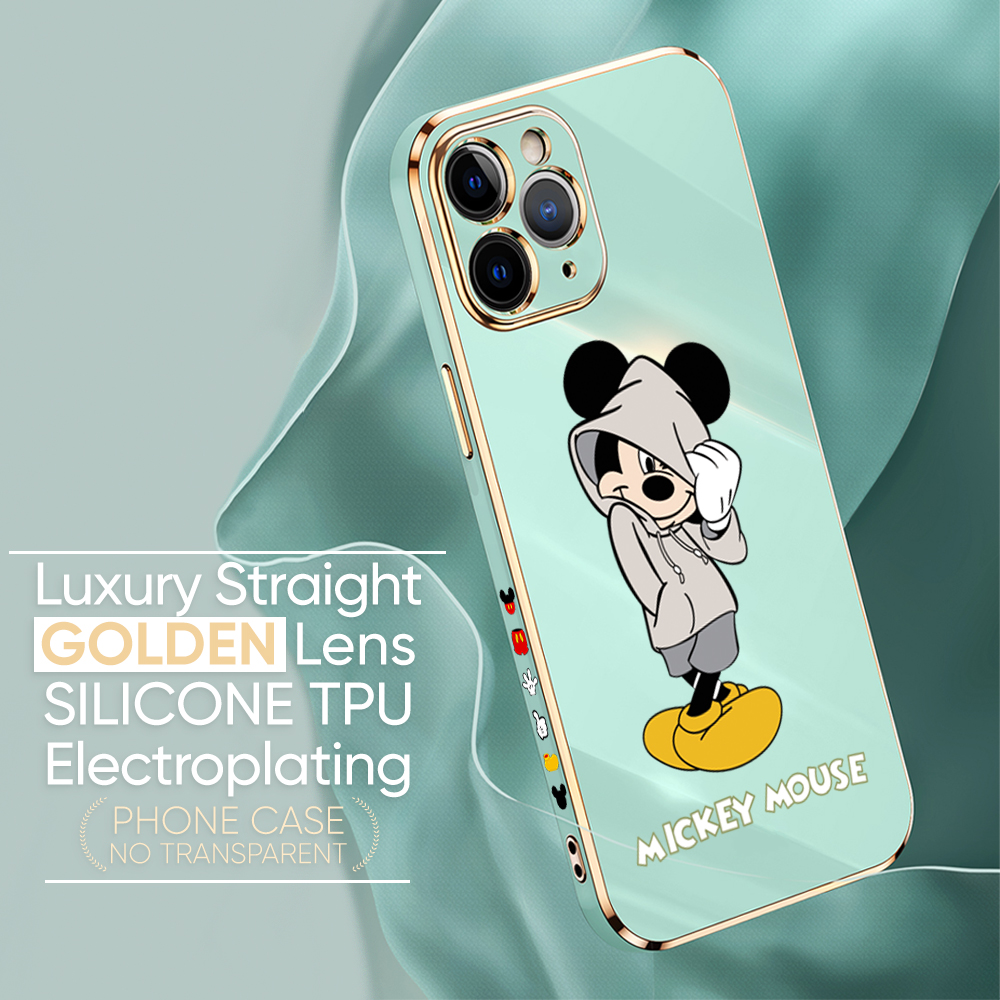 UCUC for Huawei Y7 2019 Y7 Prime 2019 Back Cover + Free Lanyard Hoodie Mouse Luxury 6D Plating Case Side Pattern Soft Silicone Square Phone Cases. 