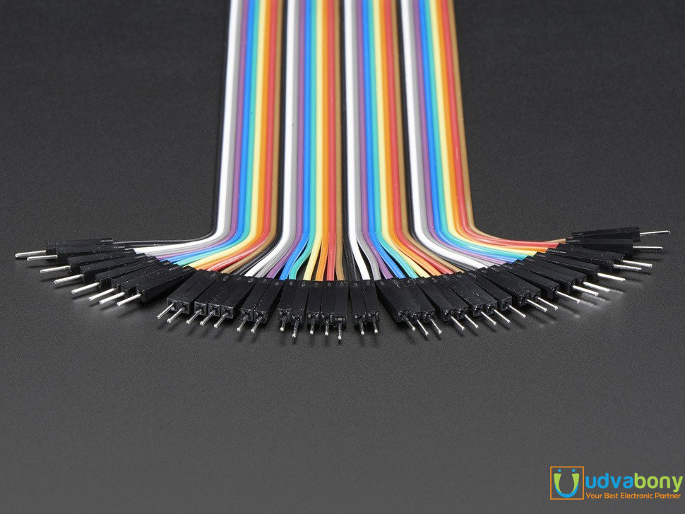 M-M 40Pcs Set Jumper Wires MALE To MALE Ribbon Set Connecting Wire 40Pcs Cables 20cm Breadboard Friendly Arduino Raspberry PI Electronics Projects Prototyping Cables. 