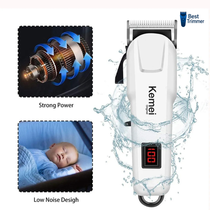 Kemei KM-809A Digital AC/DC Electric Rechargeable Professional Hair Clipper Trimmer. 