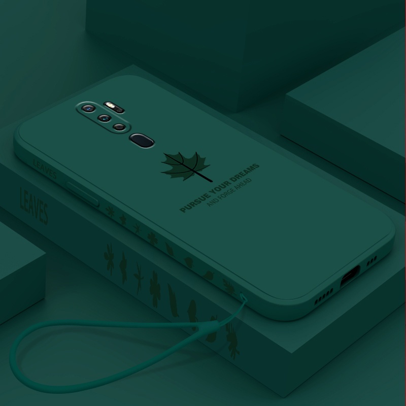 Read stock for Case OPPO F11 PRO A53 F9 F11 A7 A5S A12 A15 A15S A72 5G A73 5G 5G F15 A7X A9 A9X Style Maple Leaf Simple Side Liquid Silicone All-Inclusive Frosted Phone Case With Exquisite lanyard oYB7. 