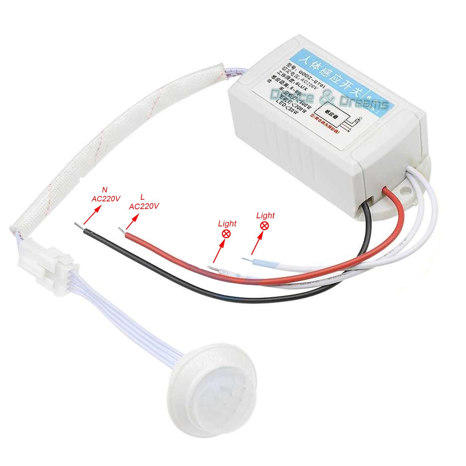 Smart Automatic PIR Motion Sensor Light Switch AC 220V. 
