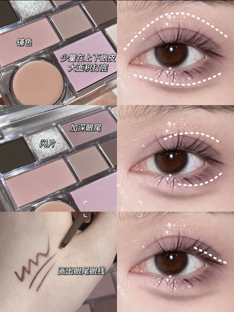 MOOSUN korean 10color eyeshadow platte blush highlighter countour all in one platte 1pc. 