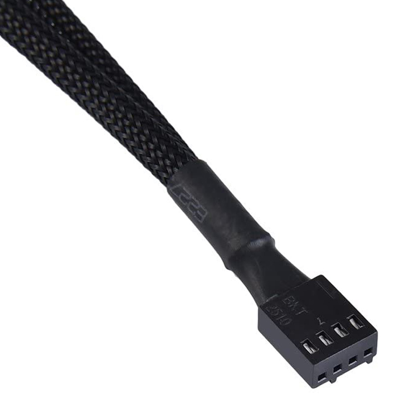 4 Pack PWM Fan Splitter Cable Y Splitter Computer PC Fan Power Cable 4 Pin 1 to 2 Converter, Black Sleeved Braided. 