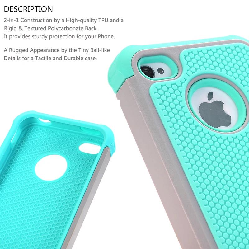 For iPhone 4 4S Case,WEFOR Hybrid Dual Layer Protective Case Cover with Hard Plastic and Soft Silicone for iPhone 4S iPhone 4. 