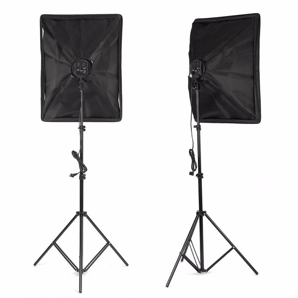 Photo Video Studio Lighting adjustable Kit 4-Socket E27 Lamp Holder Softbox Light Stands with storage bag. 