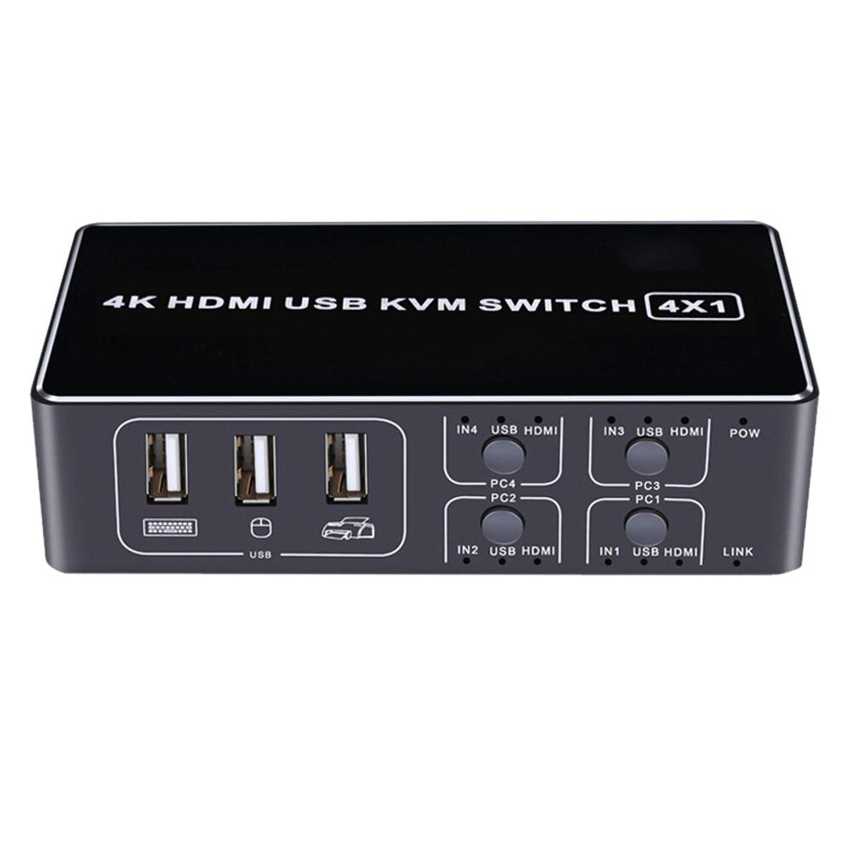 4 Port KVM Switcher Pc monitor 4K Connector HDMI-compatible usb splitter tv box displayport hub Mouse Keyboard-4 Port KVM Switch