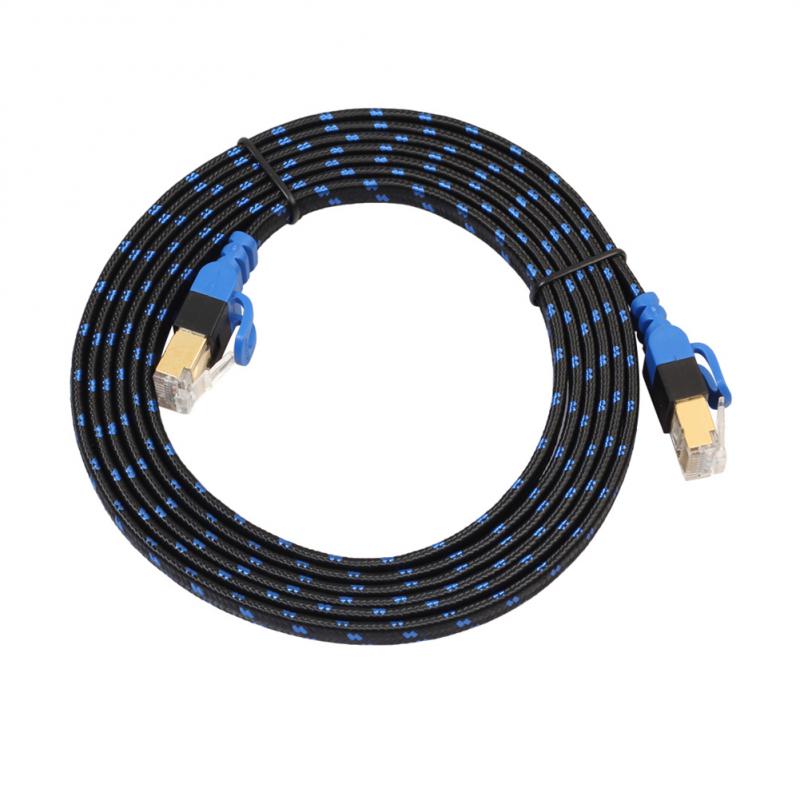 CAT7-2 Flat 10G Network Cable 10G Double Shielded Pure Copper Network Cable RJ45 Ethernet High Speed Patch Cord Laptops Cable. 