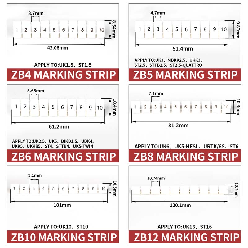 10PCS ZB4 with the word and Blank printing type markers UK seriecheerfuls Terminal with the number Din Rail Terminal Blocks Maker Strips. 