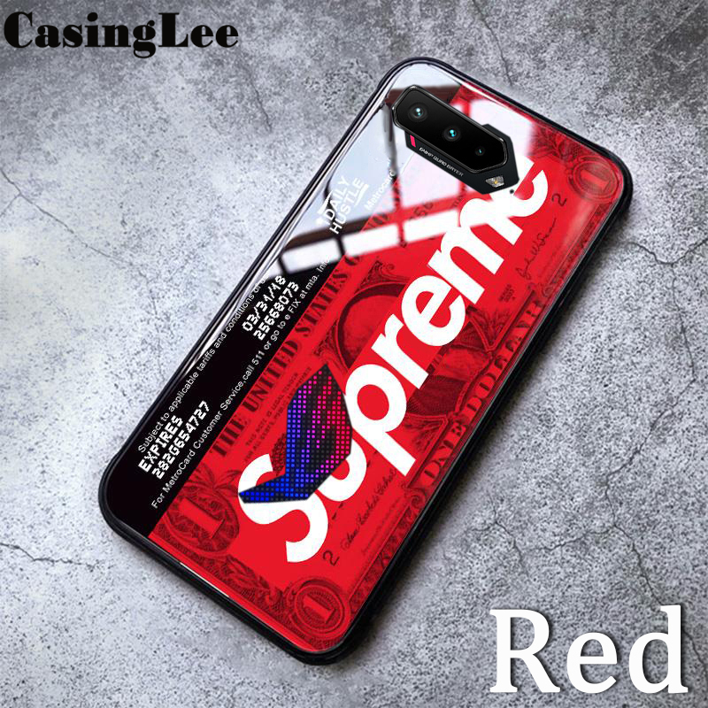 【3C VictoryEagle】Casinglee for Rog 5 double tempered glass back cover sup Supreme design rogphone 5 for men