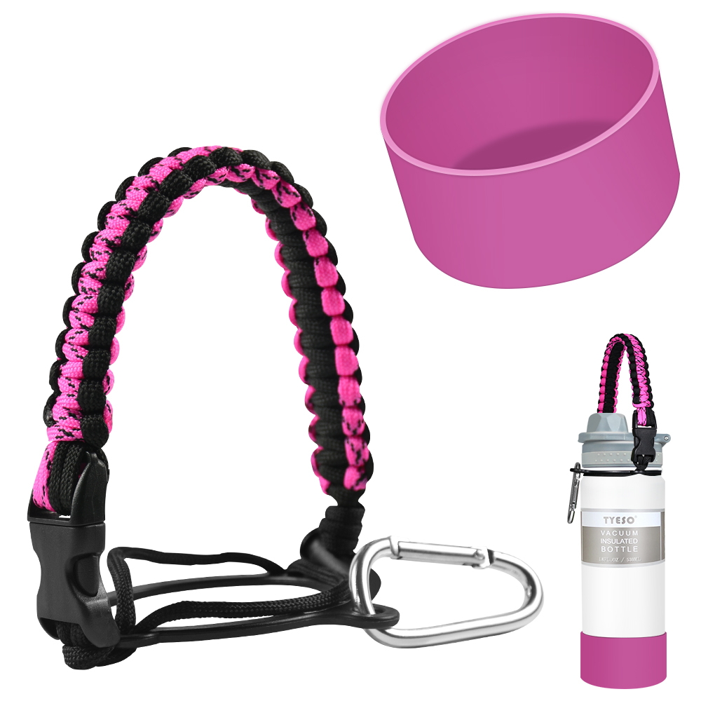 ⭐ Tumbler Accessories 530ml/750ml Tyeso Silicone Boot with Paracord Handle for Tumbler Tyeso Accessories Set, Silicone Protector for Tumbler Anti-Slip Bottom Sleeve Cover & Paracord Rope Water Bottle Handle Set for Tyeso and Other Wide Mouth Bottles. 