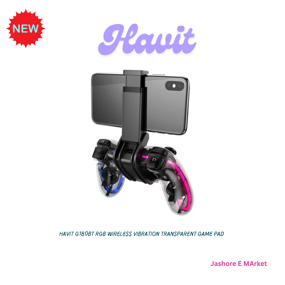 Havit G180BT RGB Wireless Vibration Transparent Game Pad. 