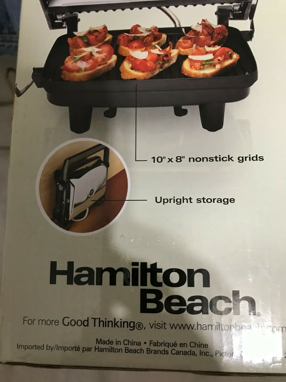 Hamilton Beach Panini Press 25460Z New in Box Nonstick grids Floating Lid 4Star. 