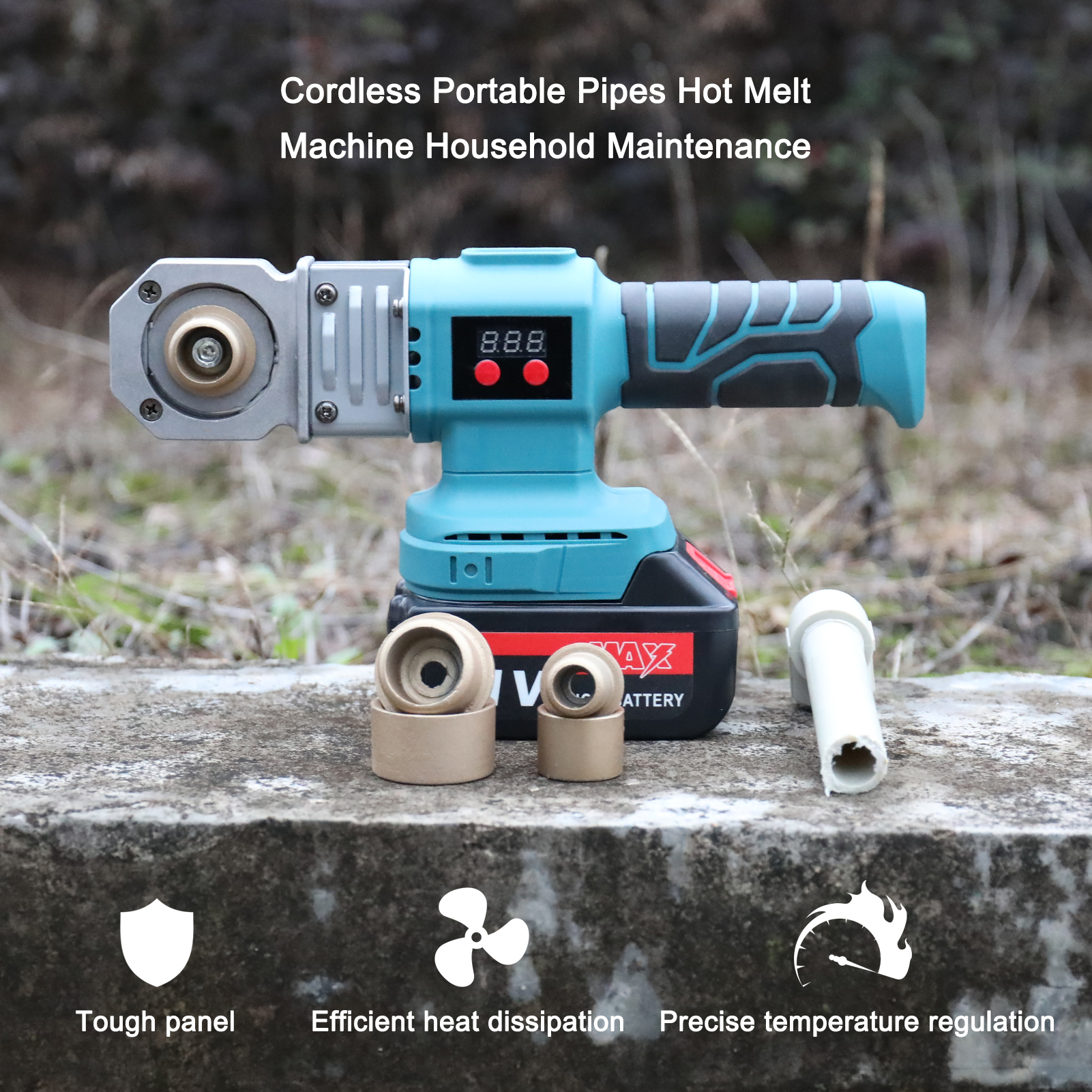 PPR Pipe Welding Machine Cordless Water Pipes Melting Device With 20/25/30mm Replacement Heads Fuse Machine for Makita Battery. 