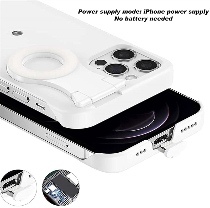 Built-in Selfie Ring Light Up Phone Case for IPhone 13 12 11 14 Pro Max XS XR X 14Pro 13Pro LED Luminous Flashlight Back Cover. 