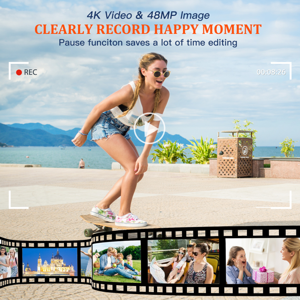 4K Digital Camera Auto Focus 48MP Vlogging Camera for YouTube and Anti-Shake Video Camera with Viewfinder Flash Dial. 