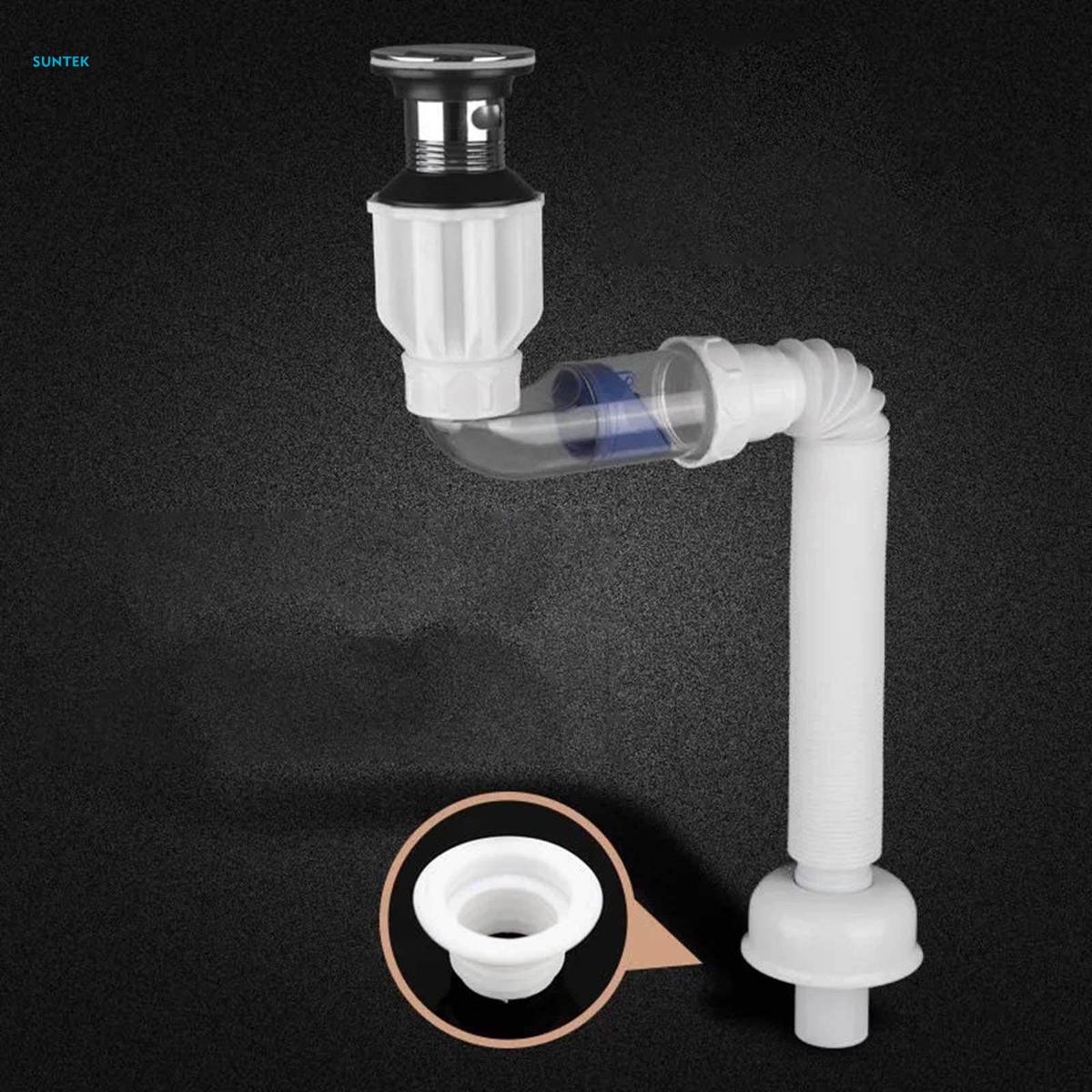 Wash Basin Sink Drain Pipe Easy to Install Flexible Expandable Multifunction Drainage Tube Corrugated Curved Pipe Restroom