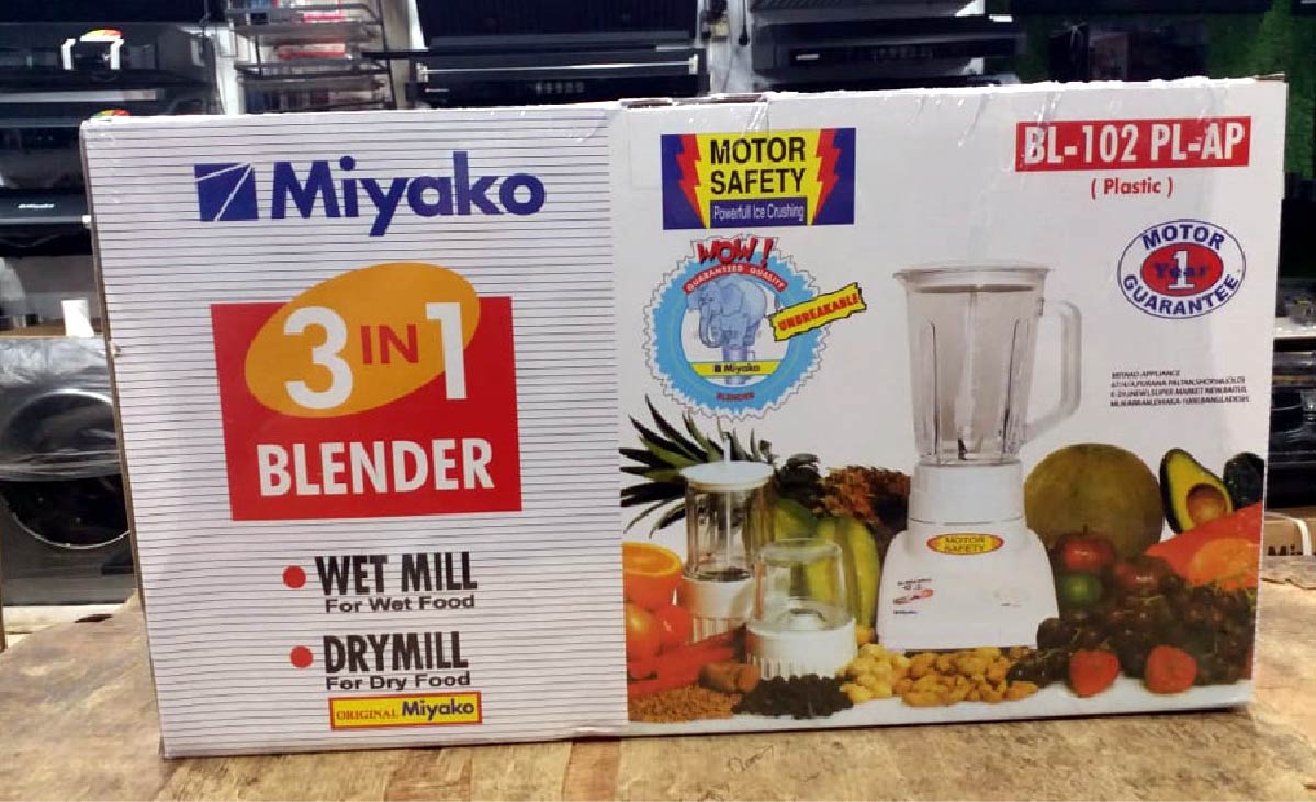 Miyako 3 in 1 Blender with Dry & Wet Mill BL-102 PL-AP
