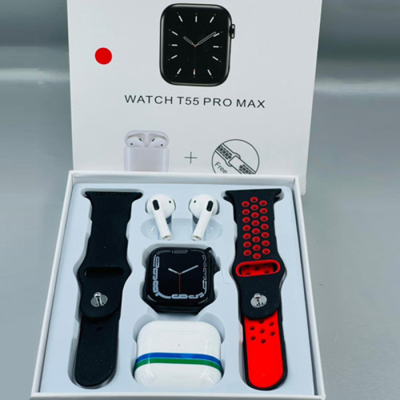 T55 PRO MAX Smart Watch With bluetooth Headphone And Dual Strap Calling  Smartwatch
