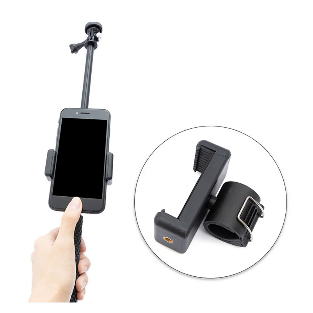 Wrumava Phone Clip Mount Bracket Adapter APP Cell Phone Holder for GoPro Hero 12 11 9 8 Selfie Stick 3 Way Monopod Extend Pole. 