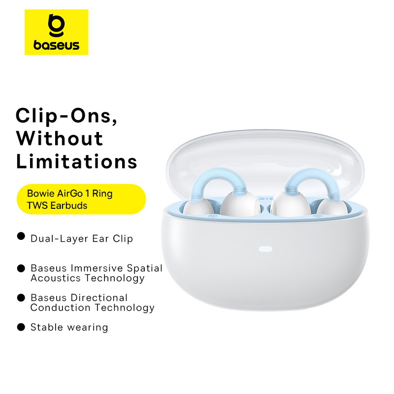 Baseus AirGo 1 Ring Clip On Open-Ear Bluetooth Wireless Earbuds With High Precision Directional Immersive Spatial Audio Ultra-Lightweight Earphone. 