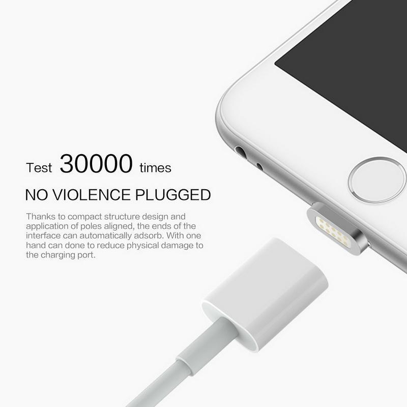 2.4A Magnetic USB Data Cable For Apple iPhone 7 6 6s Plus 5 5s, Phone Charger Cord, Fast Charging and Sync Color:Silver. 