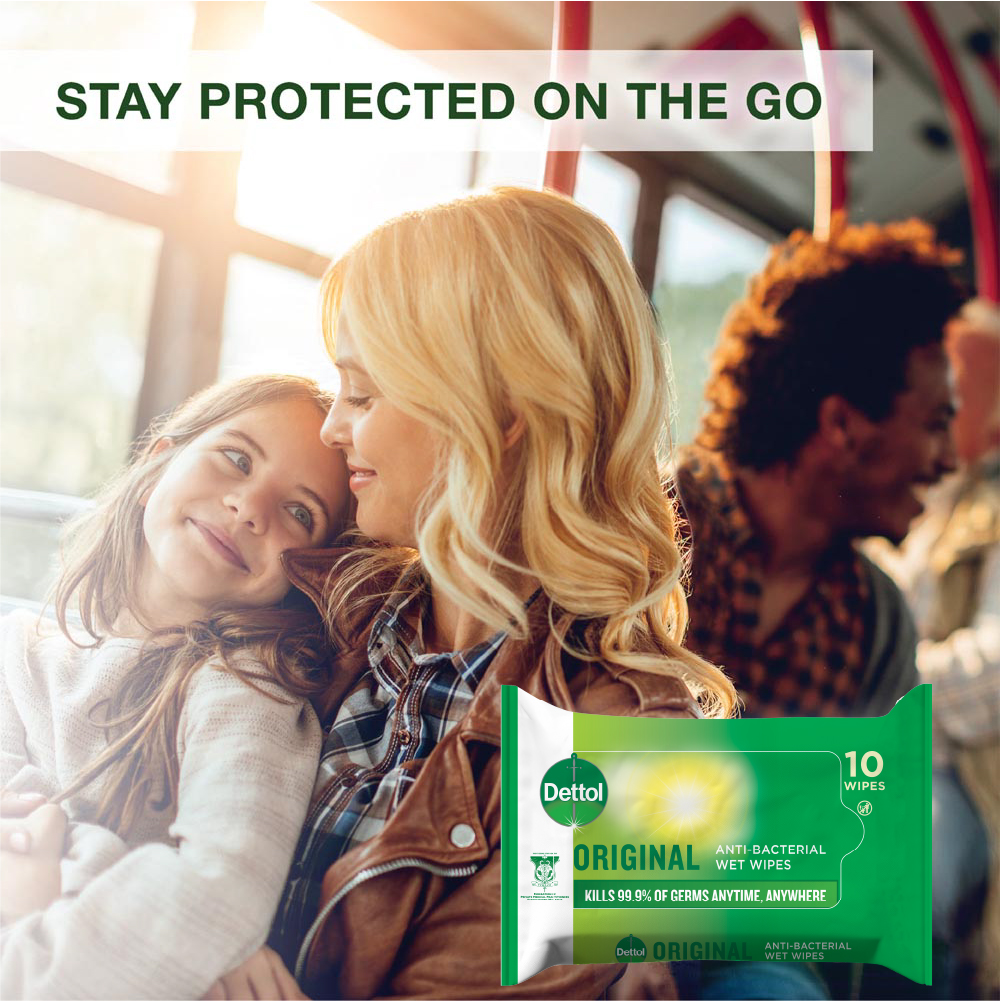 Dettol Antibacterial Wet Wipes Family Pack (4 X 10 Sheets) for Hand Sanitizing. 