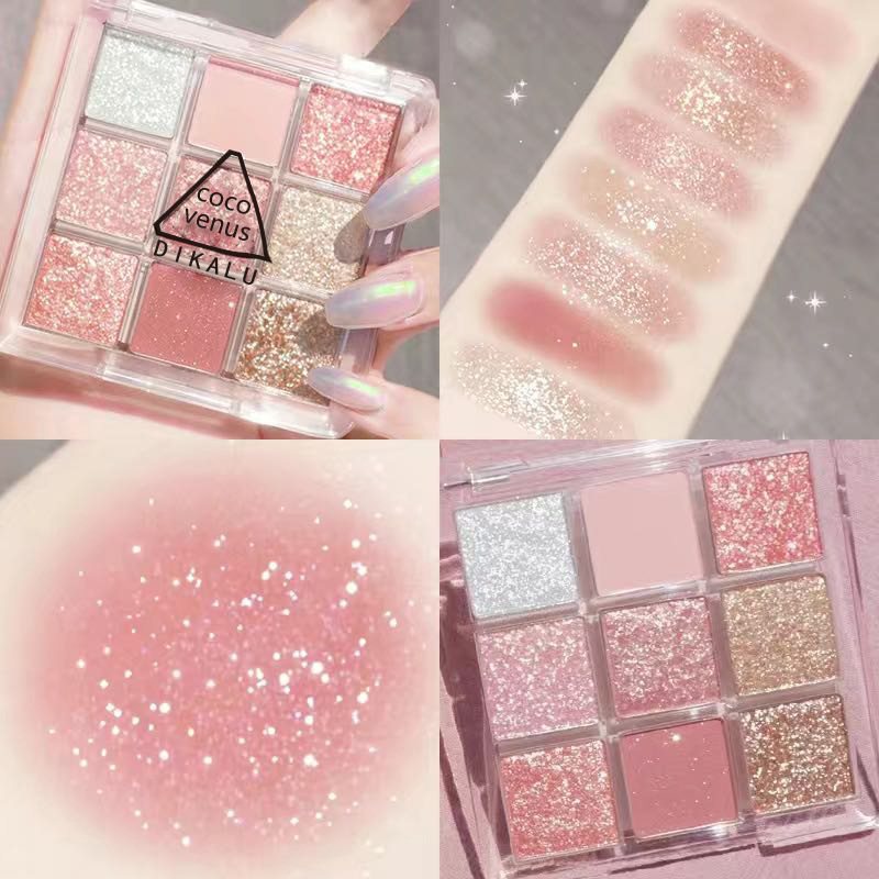 COCO VENUS Clear Nine Colors Acrylic Eyeshadow Palette Pearlescent Matte Earth Nine Square Shade Eyeshadow Makeup. 