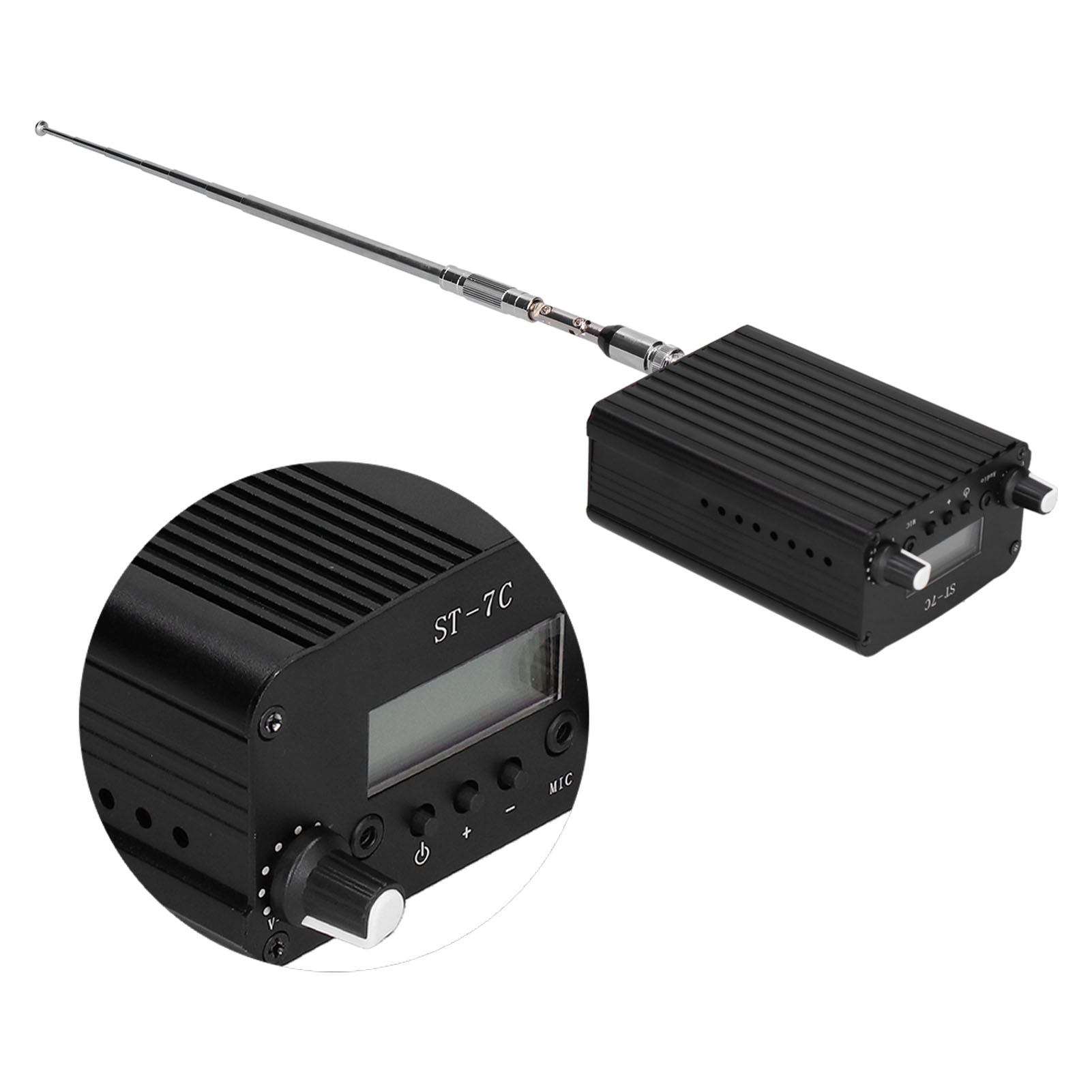 Romeng La Broadcast Transmitter Self‑Set FM Radio Stereo Station with LCD Screen US Plug 100‑240V 1/7W. 