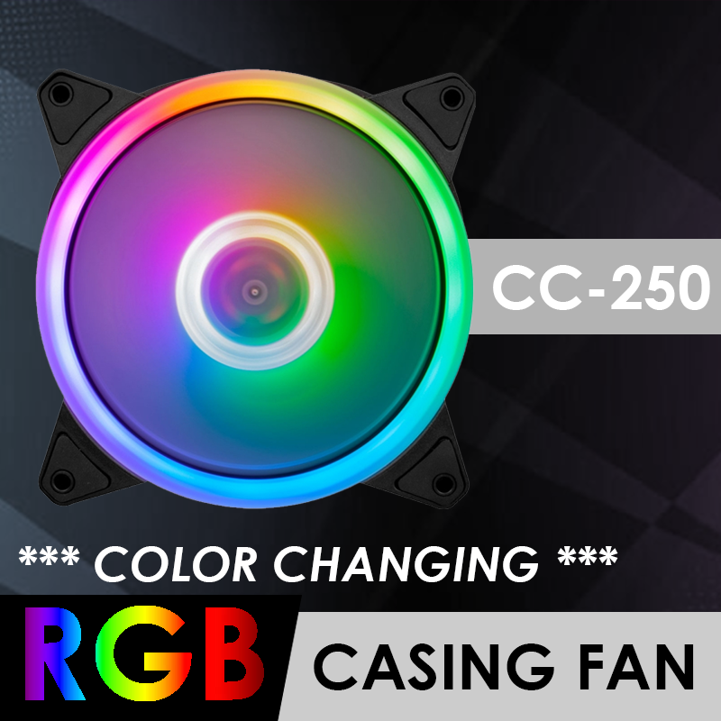 RGB Casing Fan COLOR CHANGING RGB Fan For Casing 120mm or 12cm Cooling Fan For Gaming Casing Gaming PC Computer Desktop RGB Fan For Gamers