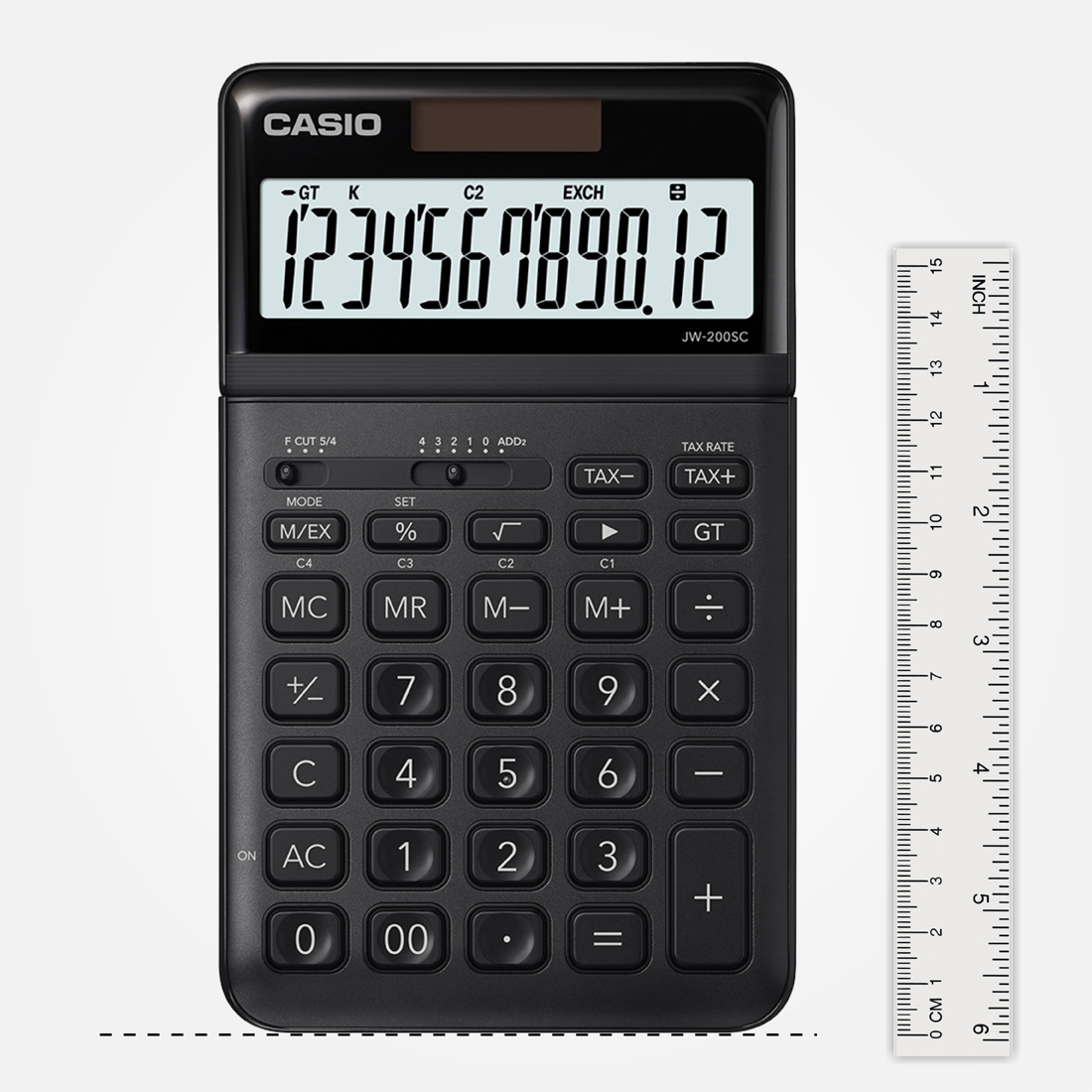 Casio JW-200SC-BK Solar and Battery Powered Basic Calculator - Black. 