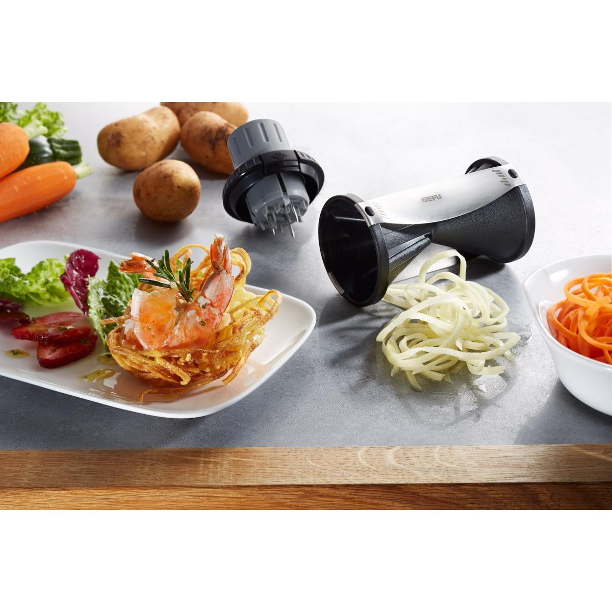 GEFU Spiralizer - Vegetable Spiral Slicer with Attachable Finger Guard - Spirelli 2.0. 