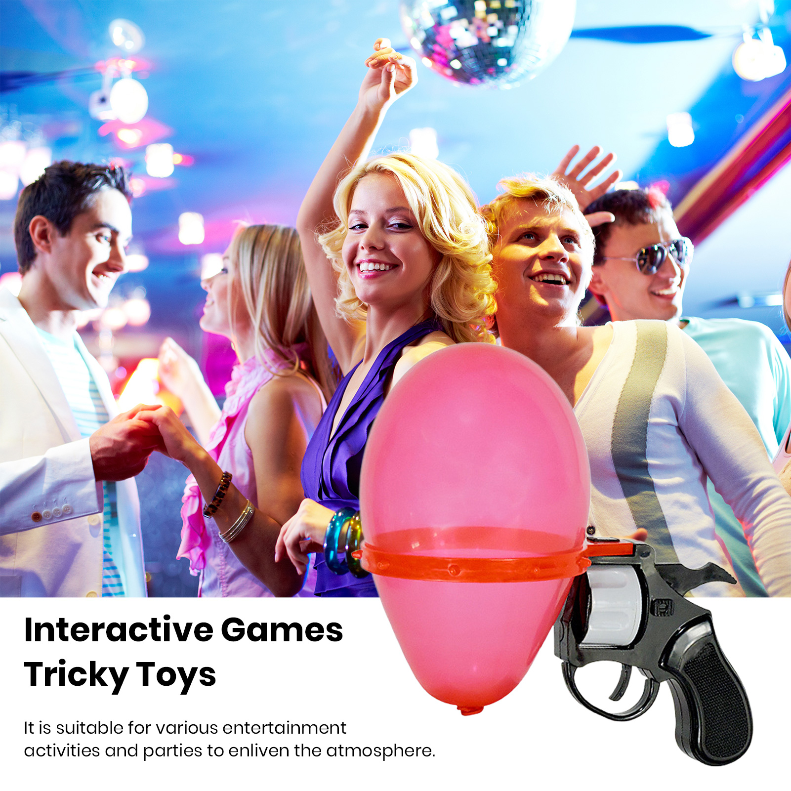 Balloon Shooter Game Russian Roulette Revolver Toy with 10 Balloons Fun Party Game for Bar Interactive Pranks Desktop Lucky Turntable Wheel Shooter Balloon Popping Party Game. 