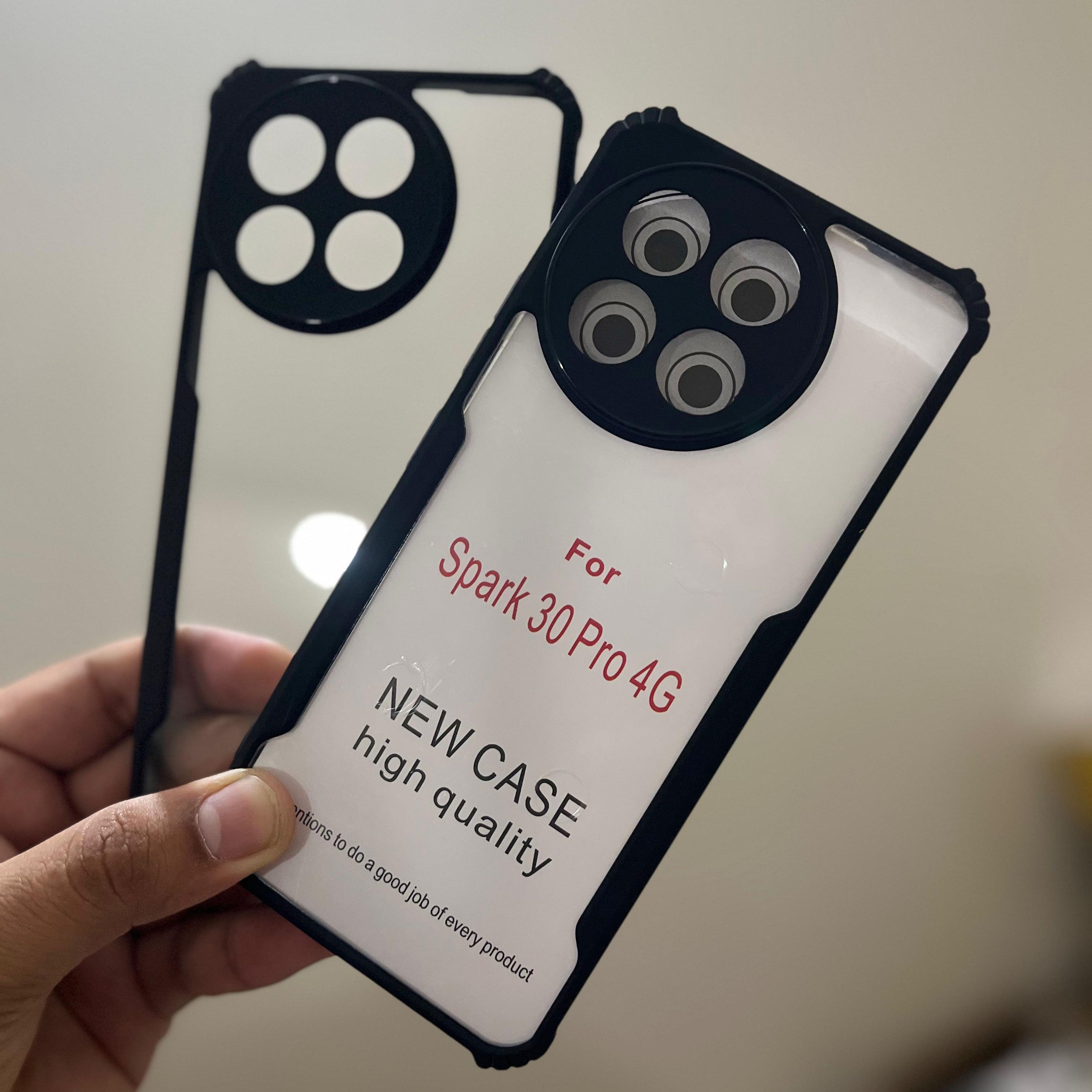 Tecno Spark 30 Pro 4g Back Case Cover, Xundd Camera Bump Protection, Shockproof Bumper Crystal Clear, Slim 360 Degree Protection, Acrylic Transparent Eagle TPU+PC (Matte Black) Tecno Spark 30 Pro / TecnoSpark30Pro Back Case