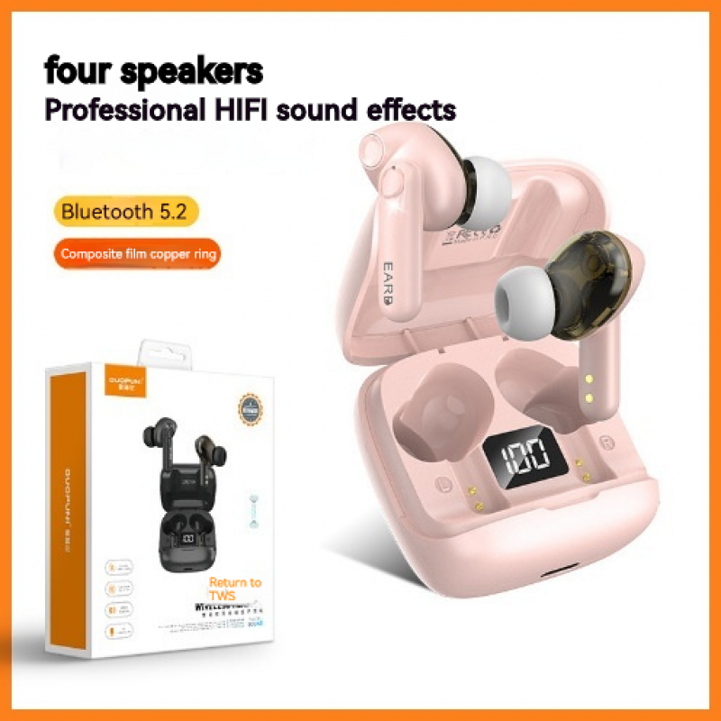 DUOPUNI bluetooth earphone True dual dynamic circle digital display stereo wireless TWS earbuds 5.3 with charging compartment in-ear binaural sports. 