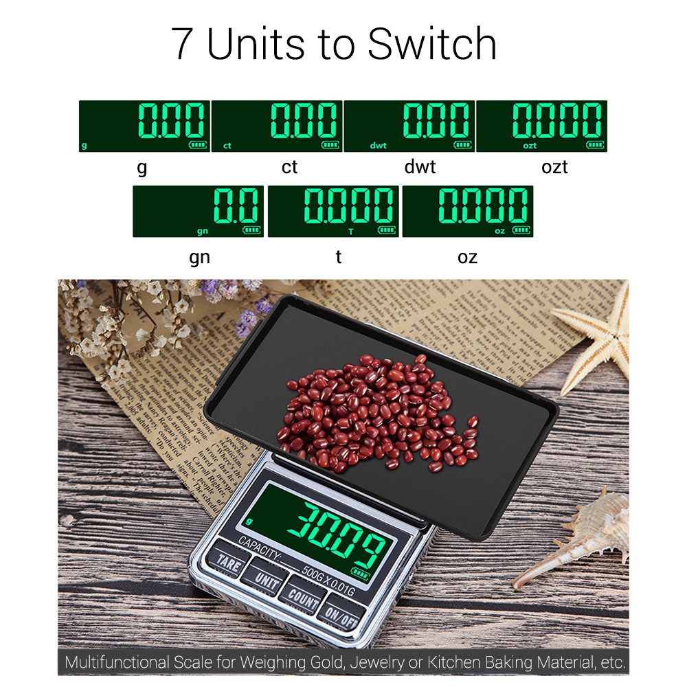 KOGEEK Portable Digital Scale Gold Scale Mini Pocket Digital Scale Professional Accurate Electronic Scale Precision 500g/0.1g DH-938C. 