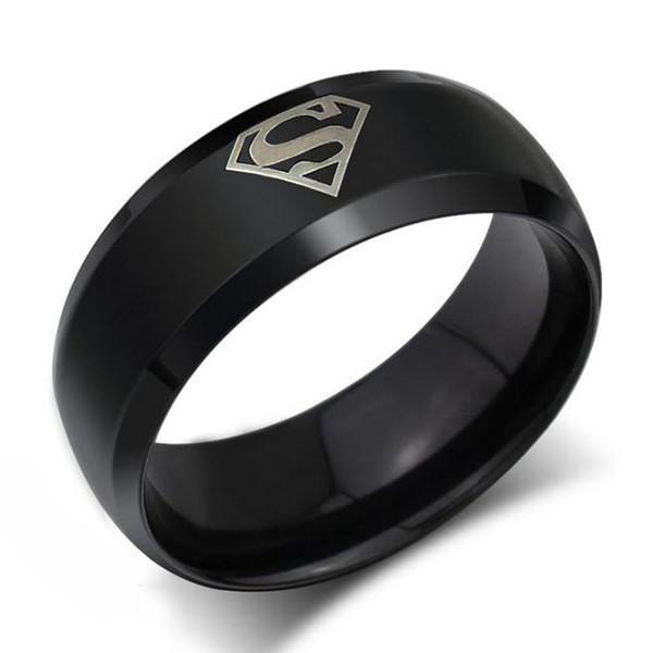 Blue Superman Logo Symbol Stainless Steel Ring. 