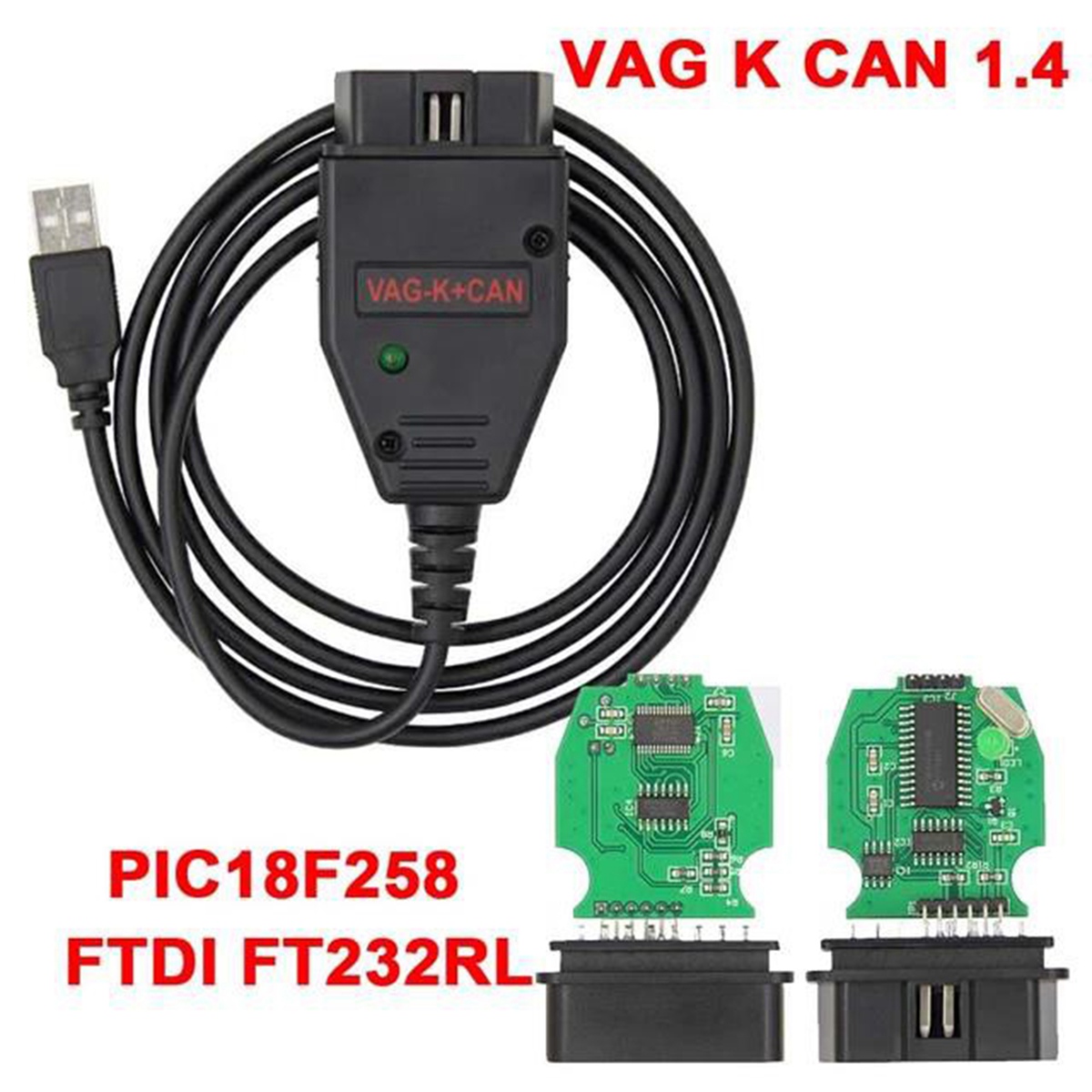 VAG K+ CAN Commander 1.4 FTDI Chip OBD2 Scanner USB Cable Diagnostic Tool USB Cable Diagnostic Tool for VW/Audi/Skoda for VAG K-Line Commander. 
