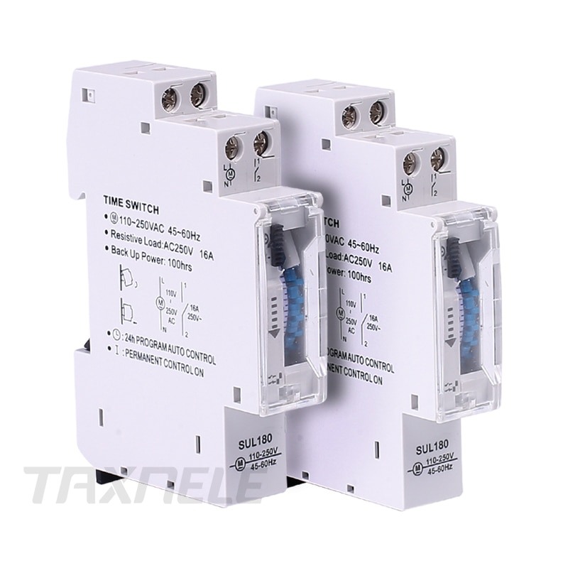 DIN Rail SUL180 Time Switch Mechanical Timer Switch 24 Hours Programmable Timer 16A Time Switch. 
