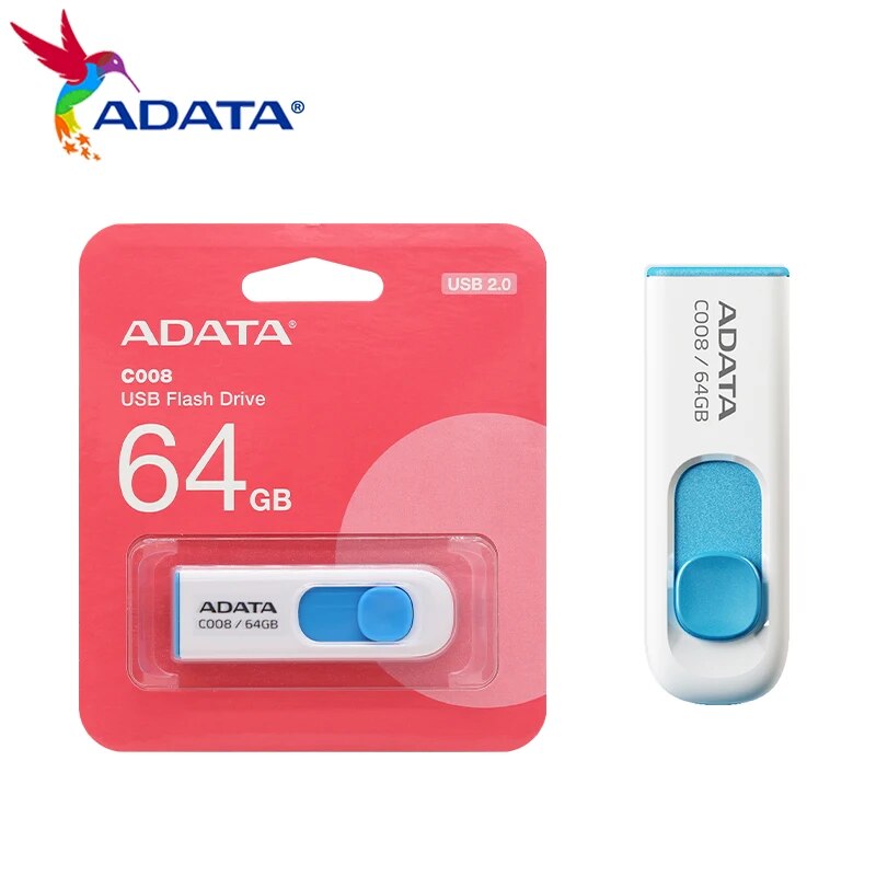 Original ADATA USB 2.0 C008 16GB 32GB 64GB USB Flash Drive High Speed usb flash drive Memory Stick Pendrive For Computer