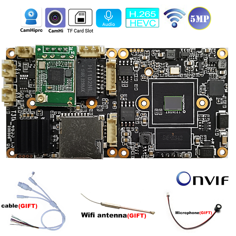 Wireless Wifi IP Camera Board CamHi Camhipro H.265 5MP Support Two way Audo P2P SD Card Max 128G Motion Detection Alarm Ai Human