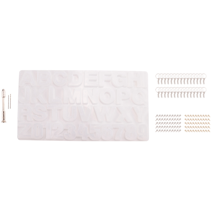 Epoxy Casting Mold Set Include 2X Hand Drill 4X Drill Bits 60X Keyrings 200X Screw Pins for Making DIY Resin Supplies. 