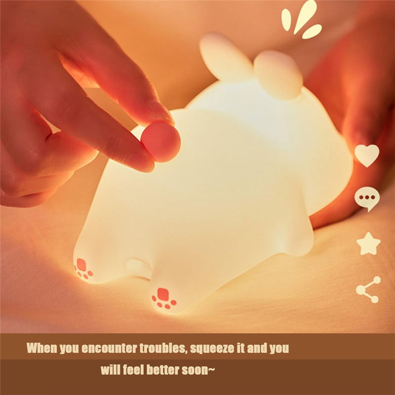Big Face Rabbit Light LED Portable Rechargeable Bunny Lamp Night Light for Baby Nursery USB Dimmable Rabbit Night Lamp Easy Install Easy to Use. 