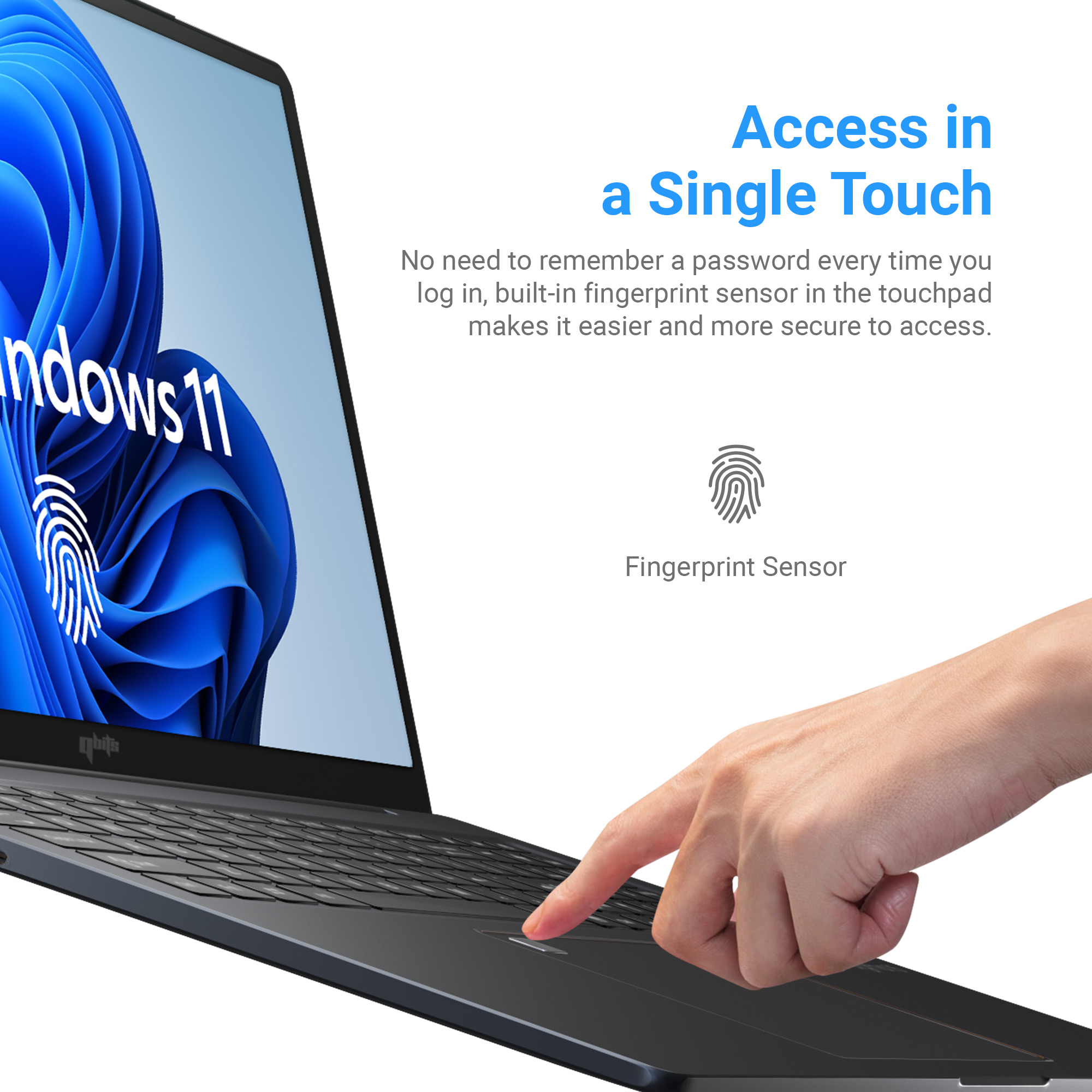 Qbits Sigma X2 Laptop Intel® Core™ i5-1240P (1.70 GHz to 4.40 GHz 12 MB Cache) with 8 GB RAM and 1TB M.2 WD NVMe SSD. 