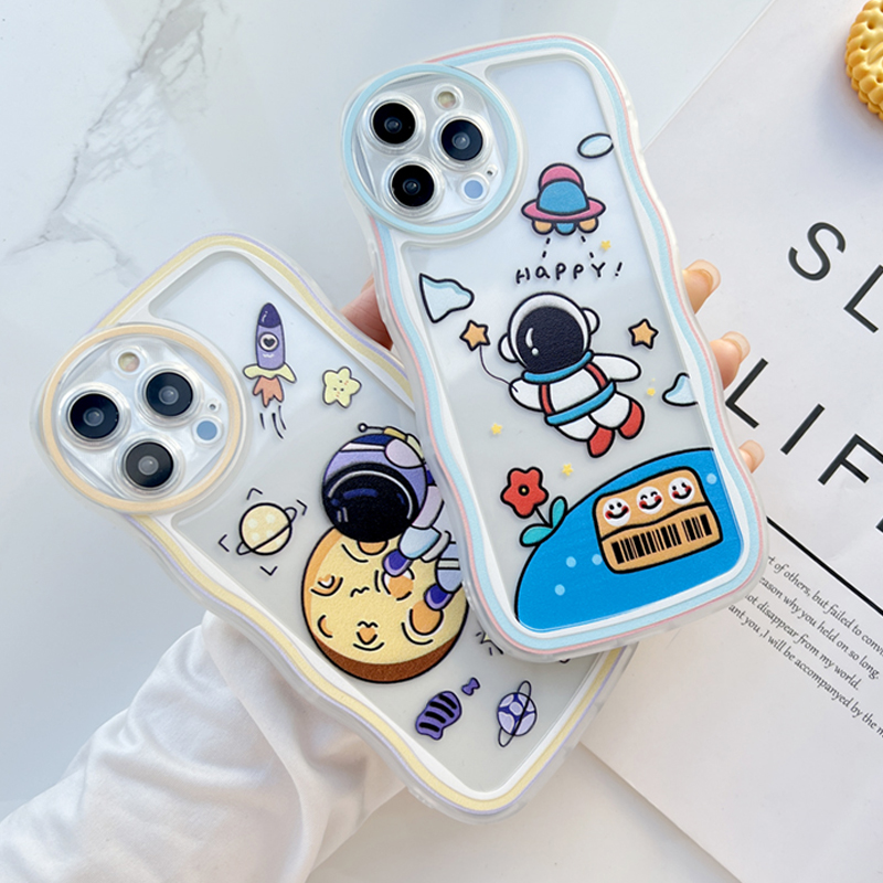 Jizetin for Samsung J7 Prime Back Cover + Free Pop Socket Astronaut Soft Wavy Shape TPU Phone Case For Girls Boys. 